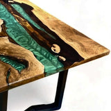 Live Edge Olive  Green Epoxy River Dining Table ORT-55