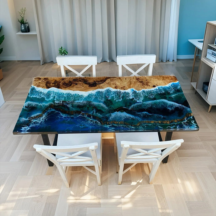 Artisan Glow Poplar Ocean Resin Epoxy Lounge Table LED Lights PRT-14