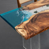 Handcrafted Artisan Walnut Epoxy Resin River Table WRT-86