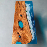 Custom Poplar Epoxy Modern Sea Waves Dining Table PRT-13