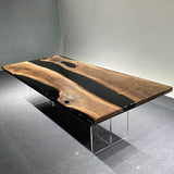 Custom Black Walnut Epoxy Black Resin Conference Table BRT-87