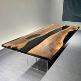 Custom Black Walnut Epoxy Black Resin Conference Table BRT-87