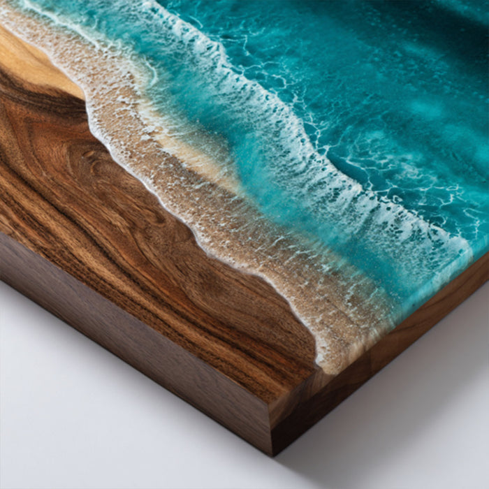 Custom Black Walnut Epoxy Ocean Waves Table for Dining Room BRT-54