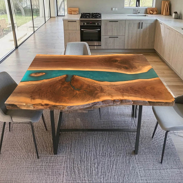 Premium Black Walnut Epoxy Resin Dining Table Live Edge Masterpiece BRT-46