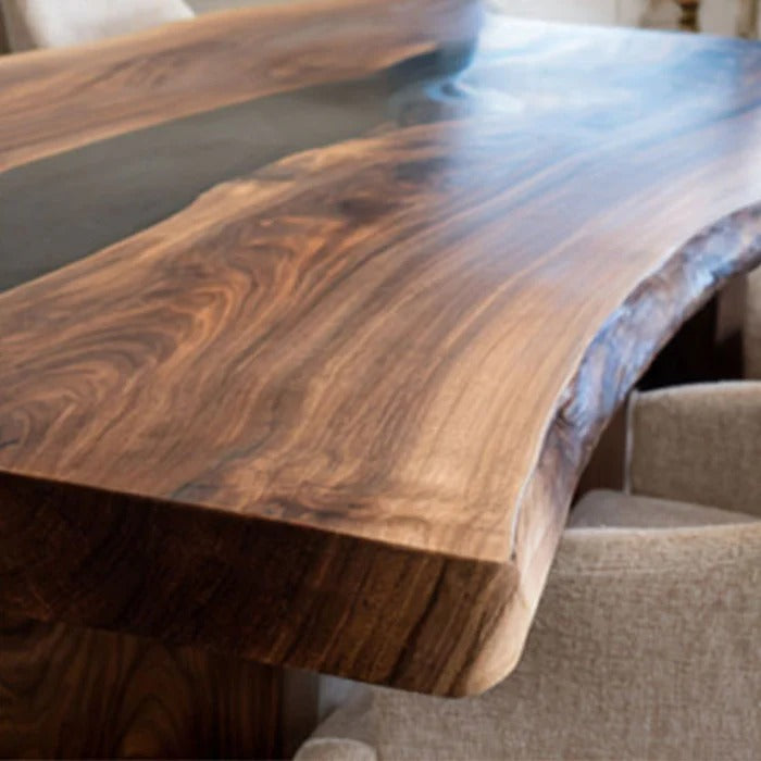 Custom Black Walnut Epoxy Resin River Table Black Resin BRT-104