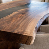 Custom Black Walnut Epoxy Resin River Table Black Resin BRT-104
