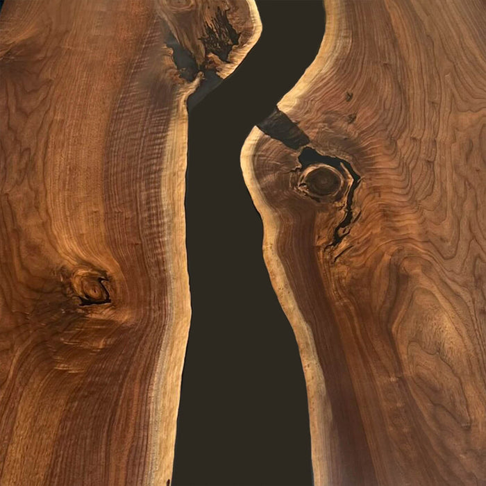 Custom Black Walnut Epoxy River Dining Table Black Resin BRT-45