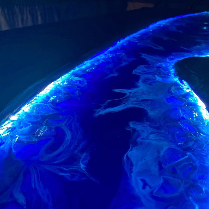 Custom Black Walnut Epoxy River Table with LED Lights BRT-57