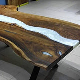 Custom Modern Black Walnut White Epoxy River Living Room Table BRT-56
