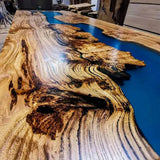 Olive Epoxy River Dining Table Ocean Blue Resin ORT-58