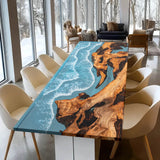 Custom Natural Burl Wood Epoxy River Resin Dining Table NRT-06
