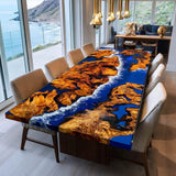 Custom Natural Golden Camphor Wood Epoxy River Dining Table GRT-06