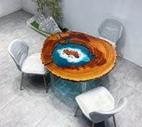 Custom Walnut Handmade Epoxy River Round Coffee Table CRT-11