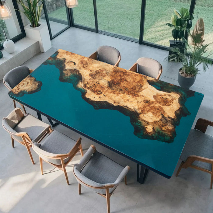Luxury Live Edge Natural Burl Wood Epoxy Resin Table NRT-05