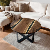 Modern Design Round Black Walnut Epoxy Coffee Table CRT-16