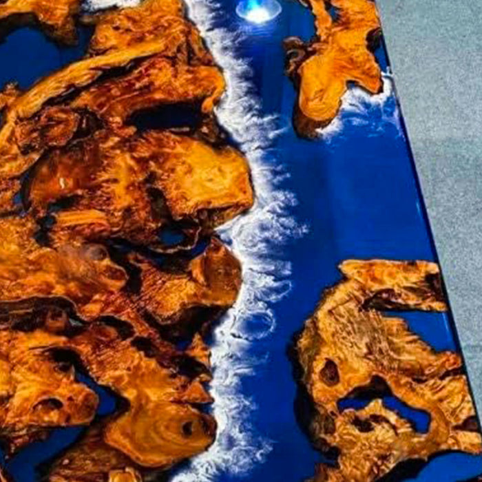 Custom Natural Golden Camphor Wood Epoxy River Dining Table GRT-06