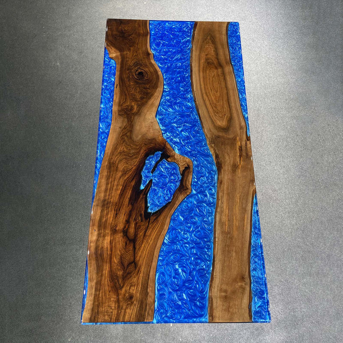 Custom Olive Klein Blue Epoxy River Dining Table ORT-54