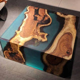 Square Black Walnut Blue Epoxy Kitchen Countertop Dining Table BRT-48