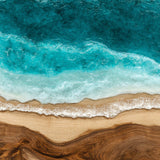 Custom Black Walnut Epoxy Ocean Waves Table for Dining Room BRT-54