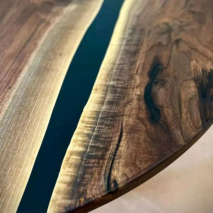 Modern Design Round Black Walnut Epoxy Coffee Table CRT-16
