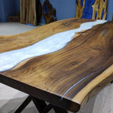 Custom Modern Black Walnut White Epoxy River Living Room Table BRT-56
