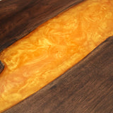 Custom Black Walnut LED Glowing Epoxy Table with LED Lights Golden Amber BRT-40