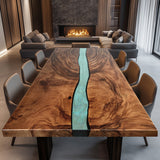 Custom Walnut Rectangle Epoxy Conference Room Table WRT-58
