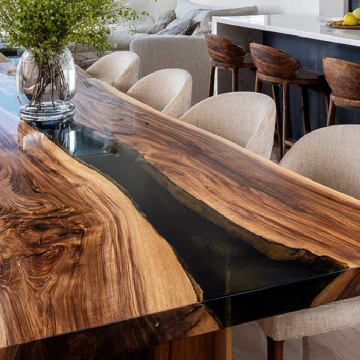Handcrafted Black Walnut Live Edge Epoxy River Dining Table BRT-58