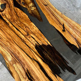 Modern Olive Wood Epoxy Resin Dining Table Transparent Black ORT-61