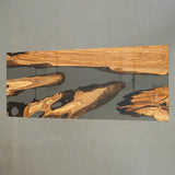 Modern Olive Wood Epoxy Resin Dining Table Transparent Black ORT-61