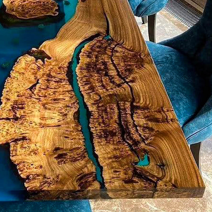 Handcrafted Burl Golden Camphor Wood Epoxy River Table GRT-05