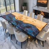 Artisan Galaxy Epoxy and Poplar Wood Dining Table PRT-12