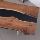 Live Edge Black Walnut Epoxy River Table for Dining or Office BRT-49